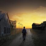 Borgo fantasma con case abbandonate e vegetazione in crescita, segno di un ritorno alla vita.